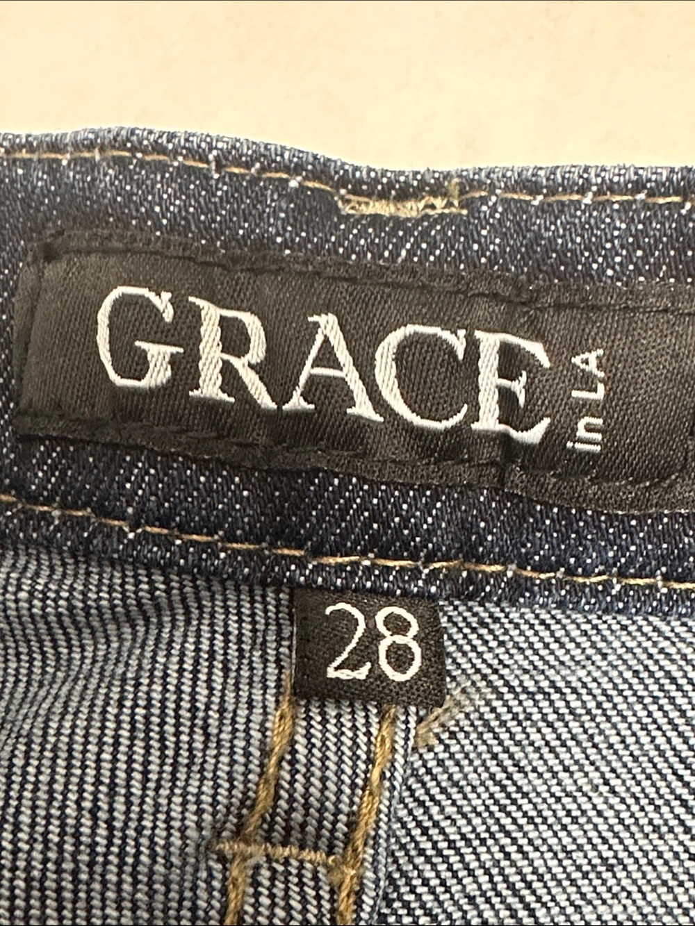 Grace in LA Distressed Denim Jeans Dark Blue Ripped Straight Leg Womens Size 28‎ - Picture 7 of 11